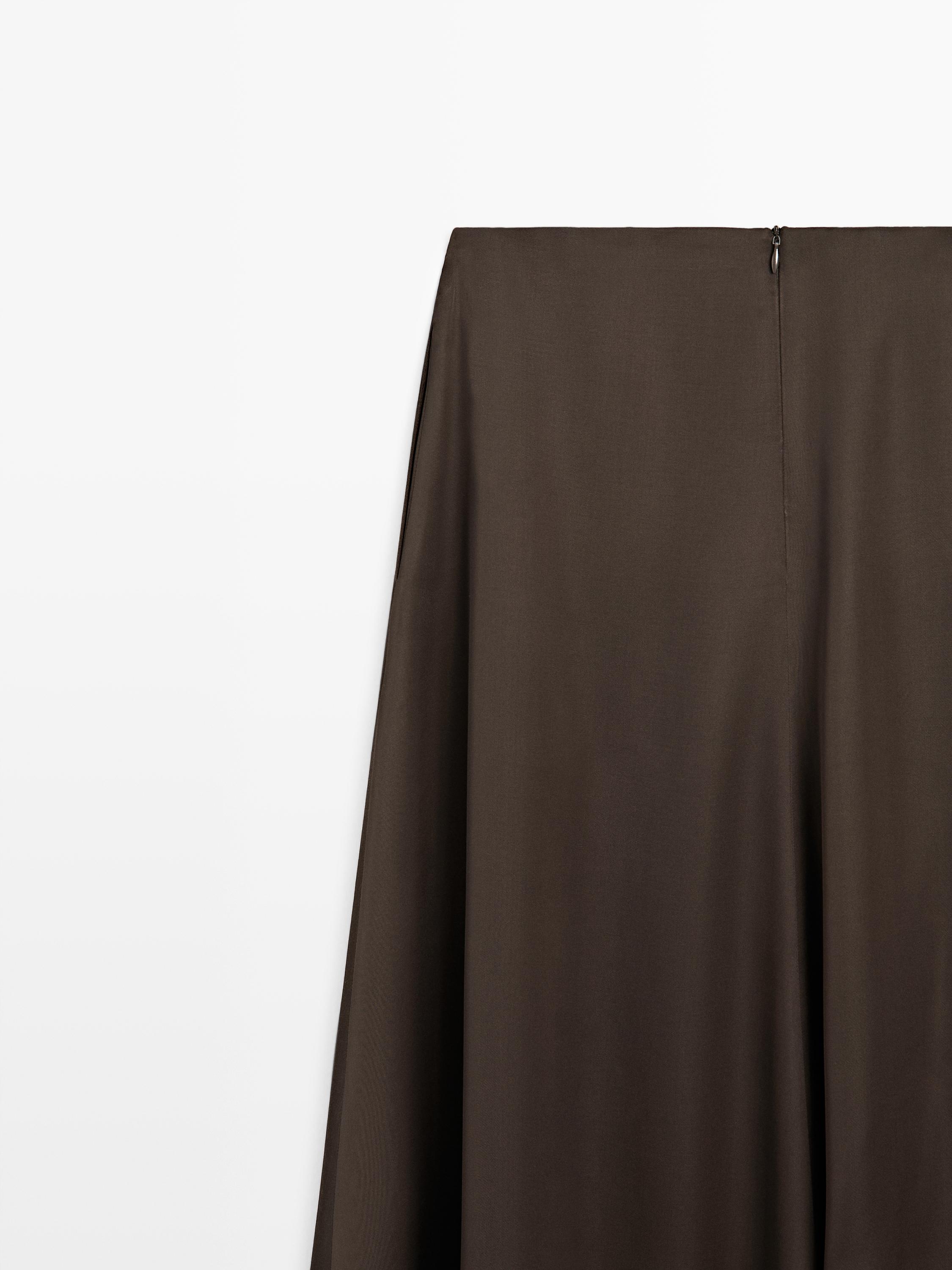 Satin midi skirt with pockets